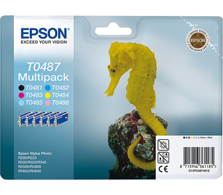 Epson Seahorse Multipack "Hippocampe" (T0487) - Encres QuickDry N, C, Cc, M, Mc, J