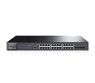 TP-LINK T2600G-28MPS commutateur réseau Géré L2 Noir Connexion Ethernet, supportant l'alimentation via ce port (PoE)