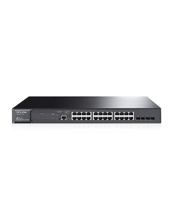 TP-LINK T2600G-28MPS commutateur réseau Géré L2 Noir Connexion Ethernet, supportant l'alimentation via ce port (PoE)