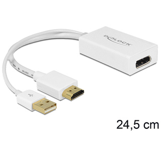 DeLOCK 62496 adaptateur et connecteur de câbles HDMI-A, USB-A Displayport Blanc