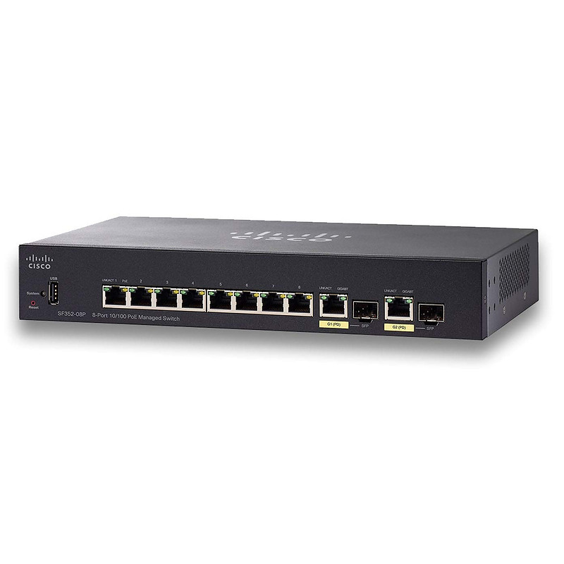 Cisco Small Business SF352-08P Géré L2/L3 Fast Ethernet (10/100) Noir 1U Connexion Ethernet, supportant l'alimentation via ce po