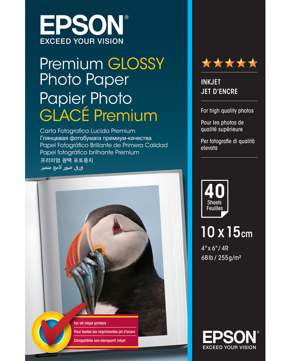 Epson Premium Glossy Photo Paper - 10x15cm - 40 Feuilles