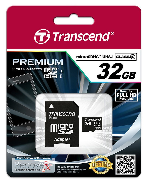 Transcend 32GB microSDHC Class 10 UHS-I mémoire flash 32 Go Classe 10