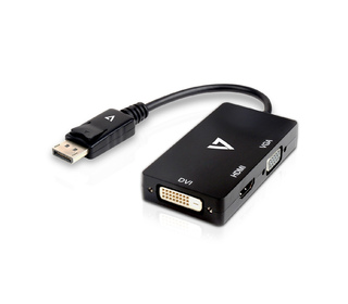 V7 0.3FT BLACK DP TO VGA M/F 0,1 m DisplayPort VGA (D-Sub)+ HDMI + DVI Noir