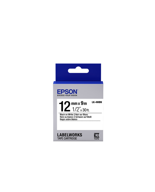 Epson LK-4WBN - Standard - Noir sur Blanc - 12mmx9m