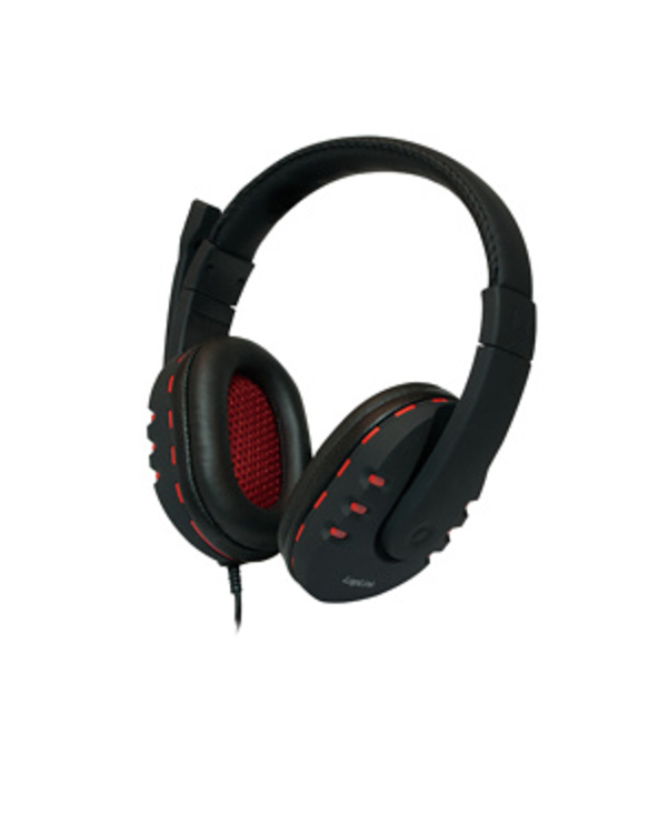 LogiLink HS0033 écouteur/casque Avec fil Arceau Appels/Musique Noir, Rouge