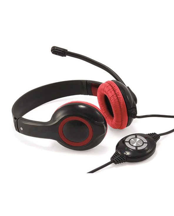Uniformatic 81695 écouteur/casque Avec fil Arceau Bureau/Centre d'appels USB Type-A Noir, Rouge