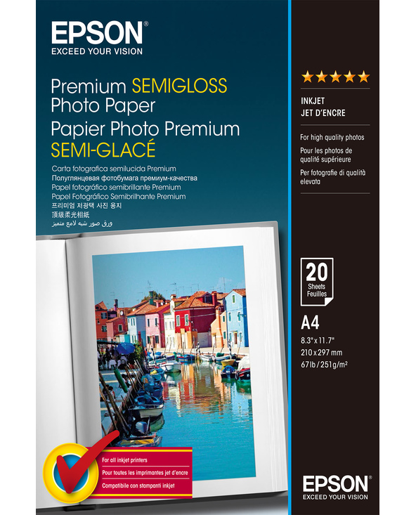 Epson Premium Semi-Gloss Photo Paper - A4 - 20 Feuilles
