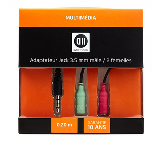 D2 Diffusion D2ADPJKM2JKF020 câble audio 0,2 m 3,5mm 2 x 3,5 mm Noir