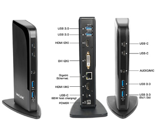 DLH STATION D'ACCUEIL UNIVERSELLE USB-C ET USB-A TRIPLE AFFICHAGE AVEC POWER DELIVERY 65W