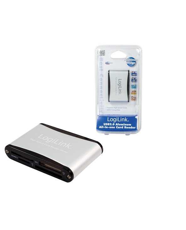 LogiLink Cardreader USB 2.0 external Alu lecteur de carte mémoire