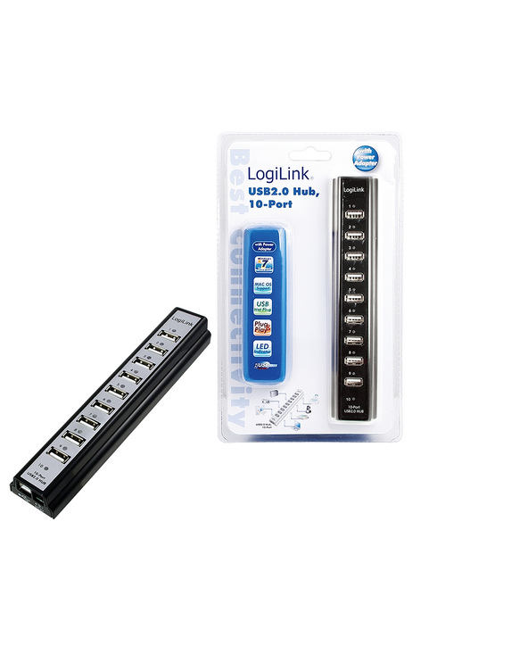 LogiLink UA0096 hub & concentrateur 480 Mbit/s Noir