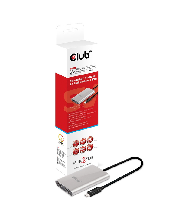 CLUB3D Thunderbolt 3 to Dual HDMI 2.0 Adapter