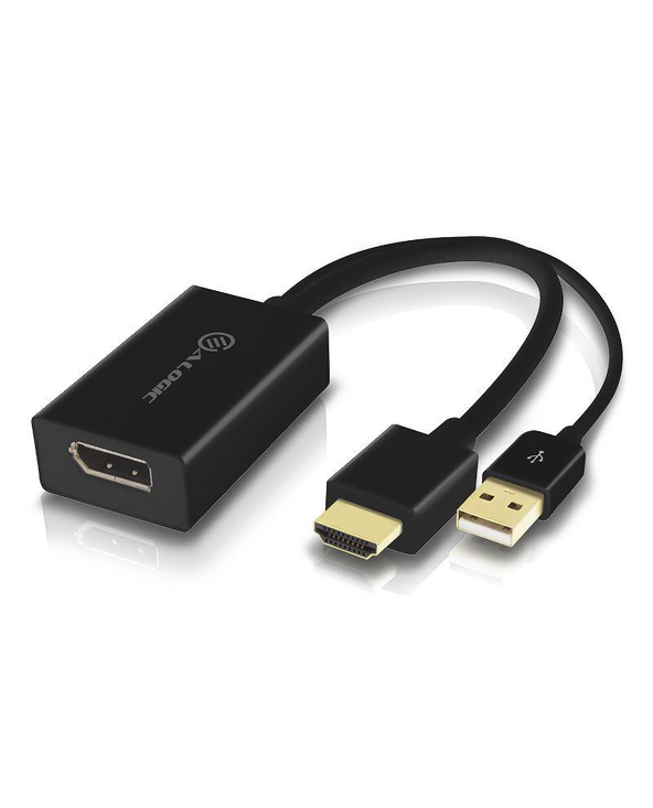 ALOGIC HDDPU-ACTV adaptateur et connecteur de câbles HDMI + USB-A DisplayPort Noir