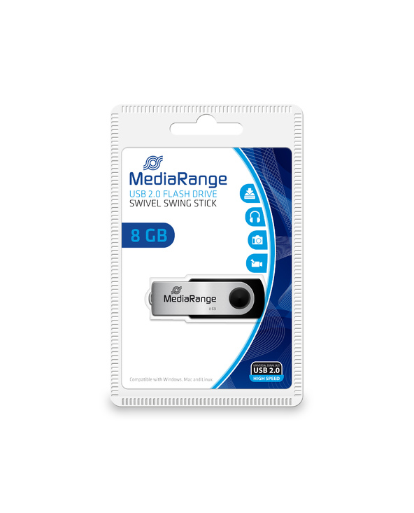 MediaRange MR908 lecteur USB flash 8 Go USB Type-A / Micro-USB 2.0 Noir, Argent