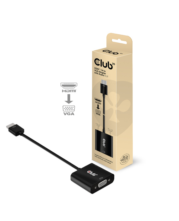 CLUB3D CAC-1302 câble vidéo et adaptateur 0,5 m HDMI Type A (Standard) VGA (D-Sub) Noir