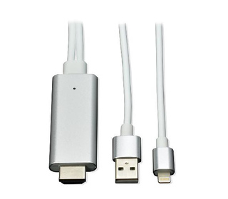 MCL CG-296C/L adaptateur et connecteur de câbles HDMI USB A + Lightning Argent, Blanc