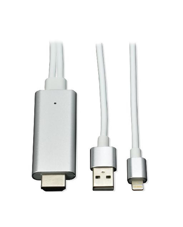 MCL CG-296C/L adaptateur et connecteur de câbles HDMI USB A + Lightning Argent, Blanc