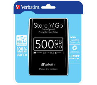 Verbatim Disque dur portable USB Store 'n' Go 3.0, 500 Go, noir