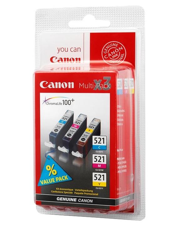 Canon CLI-521 C/M/Y Original Cyan, Magenta, Jaune 3 pièce(s)