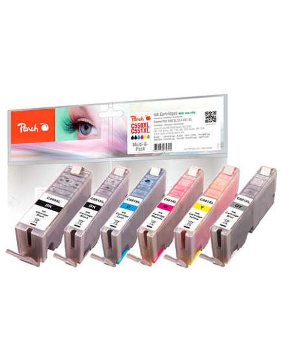 Peach PI100-312 cartouche d'encre Photo noire, Photo cyan, Photo gris, Photo magenta, Jaune photo