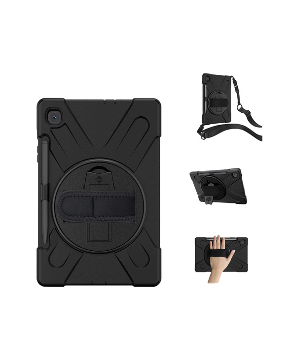 DLH COQUE RENFORCEE AVEC BANDOULIERE, POIGNEE ROTATIVE ET PIED SUPPORT POUR SAMSUNG GALAXY TAB A7 10.4" Anti-chocs 10.4" Noir