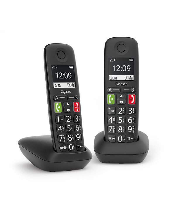 Gigaset E290 Duo combiné de téléphone sans-fil analogique Identification de l'appelant Noir