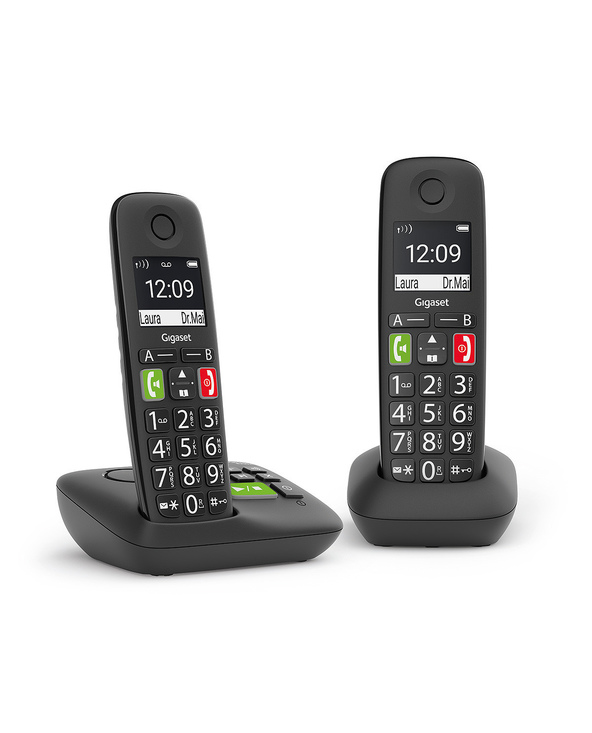 Gigaset E290A Duo Téléphone analog/dect Noir Identification de l'appelant