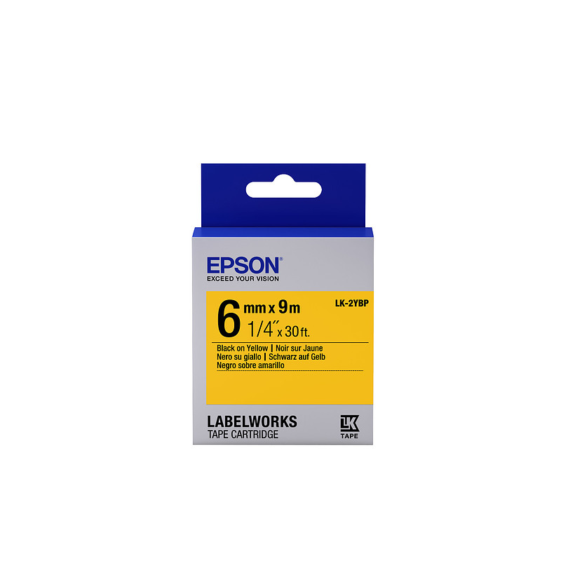 Epson LK-2YBP - Couleur Pastel - Noir surJaune - 6mmx9m