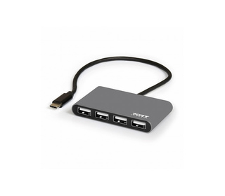 Port Designs 900128 hub & concentrateur USB 2.0 480 Mbit/s Noir