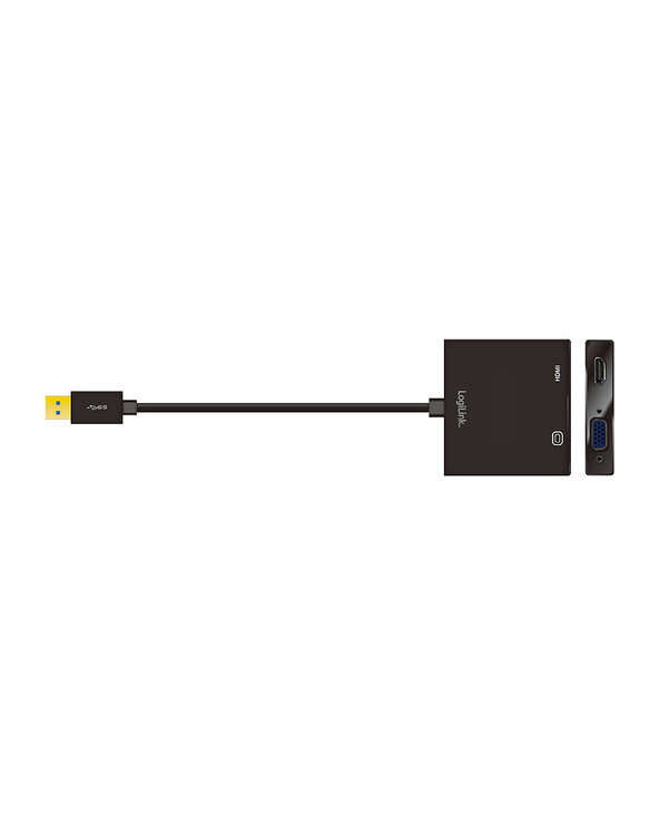 LogiLink UA0234 adaptateur et connecteur de câbles USB 3.0 VGA/HDMI Noir