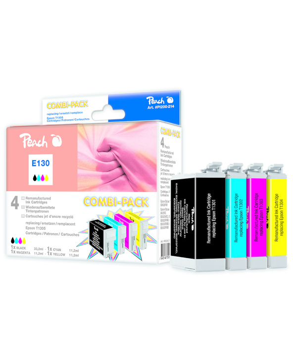 Peach 314791 cartouche d'encre 4 pièce(s) Noir, Cyan, Magenta, Jaune