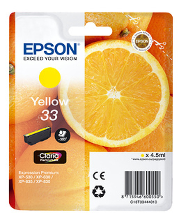 Epson Oranges C13T33444010 cartouche d'encre 1 pièce(s) Original Jaune