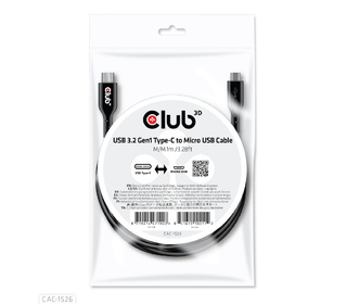 CLUB3D CAC-1526 câble USB 1 m USB 3.2 Gen 1 (3.1 Gen 1) USB C Micro-USB B Noir