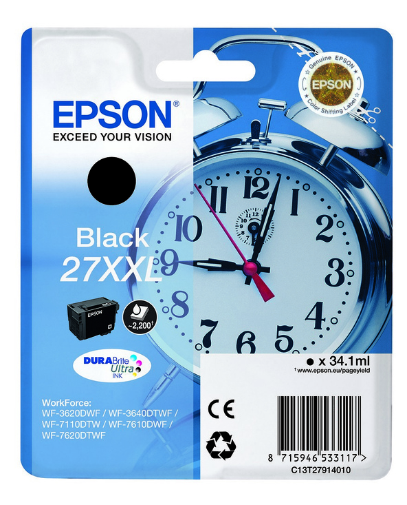 Epson Alarm clock 27XXL DURABrite Ultra cartouche d'encre 1 pièce(s) Original Noir