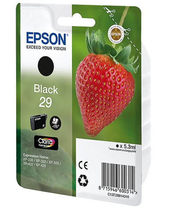 Epson Strawberry 29 K cartouche d'encre 1 pièce(s) Original Rendement standard Noir