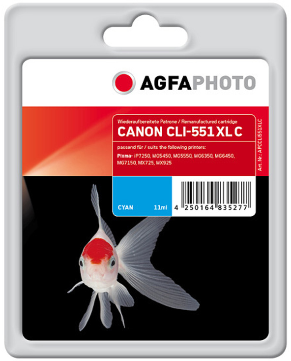 AgfaPhoto APCCLI551XLC cartouche d'encre 1 pièce(s) Rendement standard Cyan