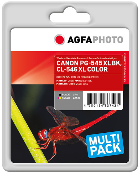 AgfaPhoto APCPG545_CL546XLSET cartouche d'encre Compatible Rendement élevé (XL) Noir, Cyan, Magenta, Jaune