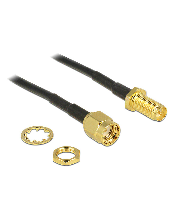 DeLOCK 88876 câble coaxial 0,2 m RP-SMA Noir