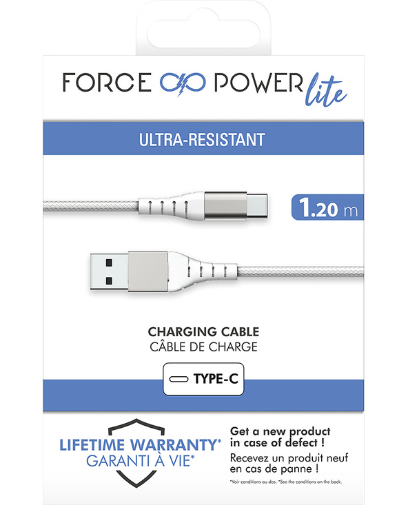 Câble USB A/USB C 2m 3A Blanc Bigben