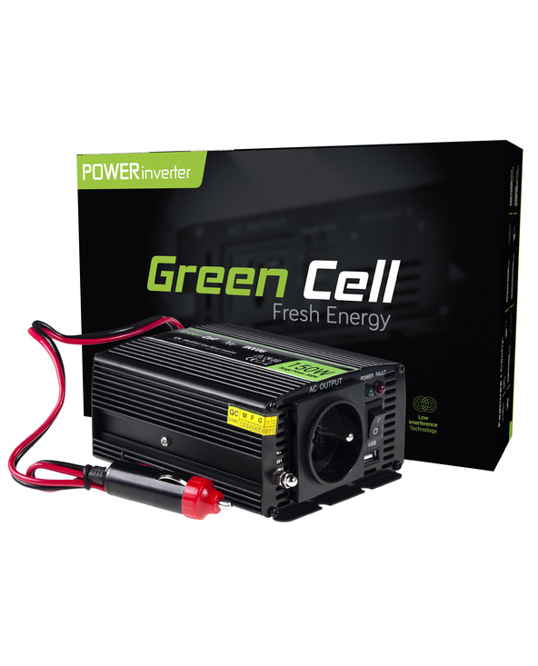 Green Cell INV06 adaptateur de puissance & onduleur Auto 150 W Noir