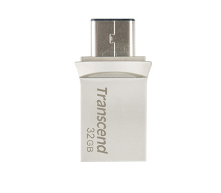 Transcend JetFlash 890 32GB lecteur USB flash 32 Go USB Type-A / USB Type-C 3.2 Gen 1 (3.1 Gen 1) Noir, Argent