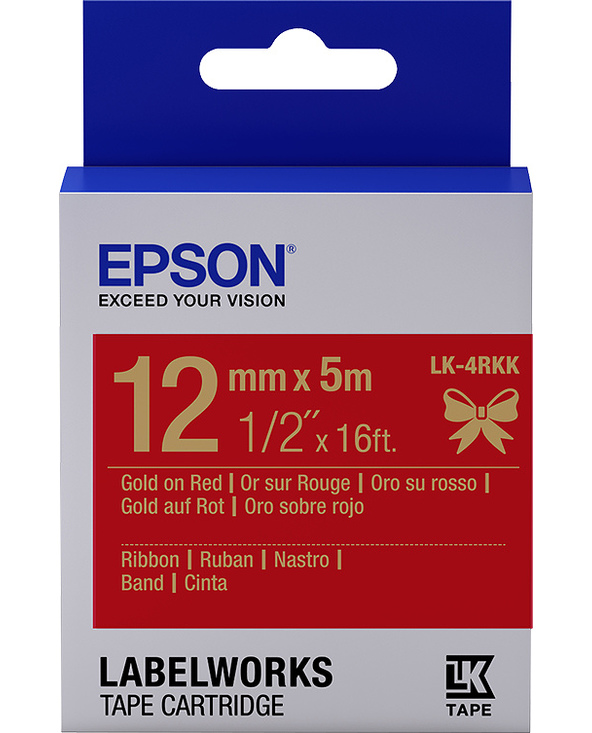 Epson Ruban satin pour étiqueteuse LK-4RKK Or/Rouge 12 mm (5 m)