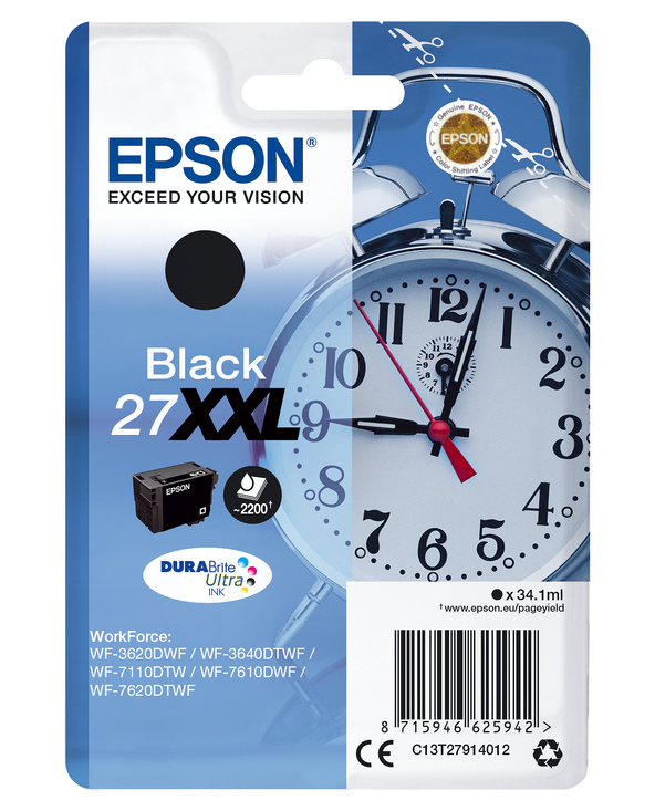 Epson Alarm clock Cartouche "Réveil" 27XXL - Encre DURABrite Ultra N