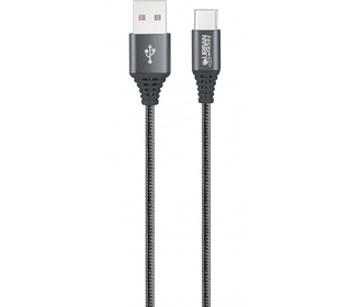 Urban Factory Braided câble USB 2 m USB 2.0 USB A USB C Gris