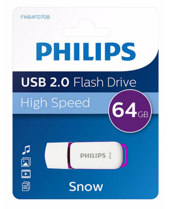 Philips FM64FD70B lecteur USB flash 64 Go USB Type-A 2.0 Violet, Blanc