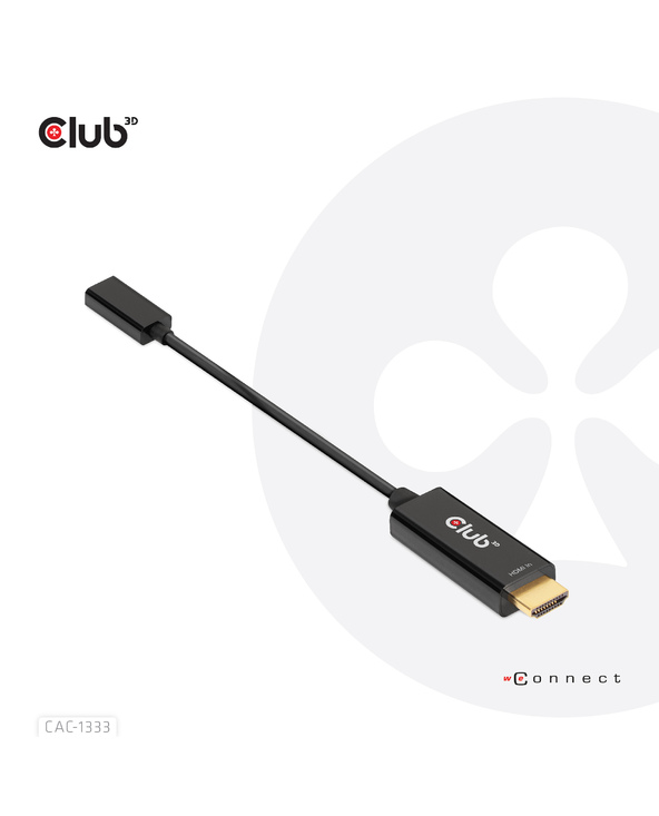 CLUB3D CAC-1333 câble vidéo et adaptateur 0,22 m HDMI Type A (Standard) USB Type-C Noir