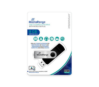 MediaRange MR930-2 lecteur USB flash 8 Go USB Type-A / Micro-USB 2.0 Noir, Argent