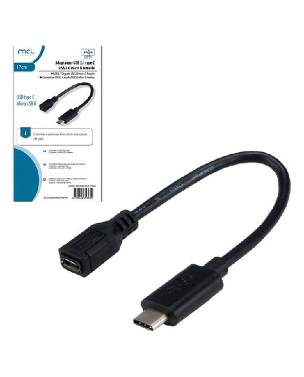 MCL USB31-CM/2HBFCEZ câble USB 0,17 m USB 3.2 Gen 1 (3.1 Gen 1) USB C Micro-USB B Noir