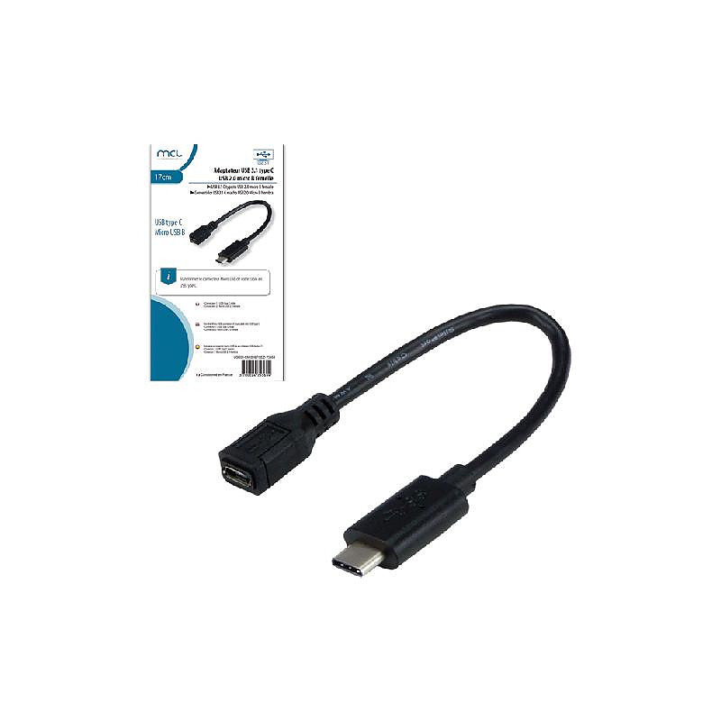MCL USB31-CM/2HBFCEZ câble USB 0,17 m USB 3.2 Gen 1 (3.1 Gen 1) USB C Micro-USB B Noir